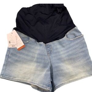 Isabel Maternity by Ingrid & Isabel Womens Blue Jean Midi Shorts Size 10 NWT